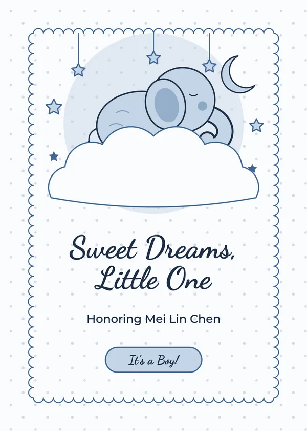 Sleepy Cloud — Sweet Elephant baby shower invitation