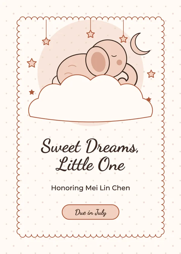 Sleepy Cloud — Sweet Elephant baby shower invitation