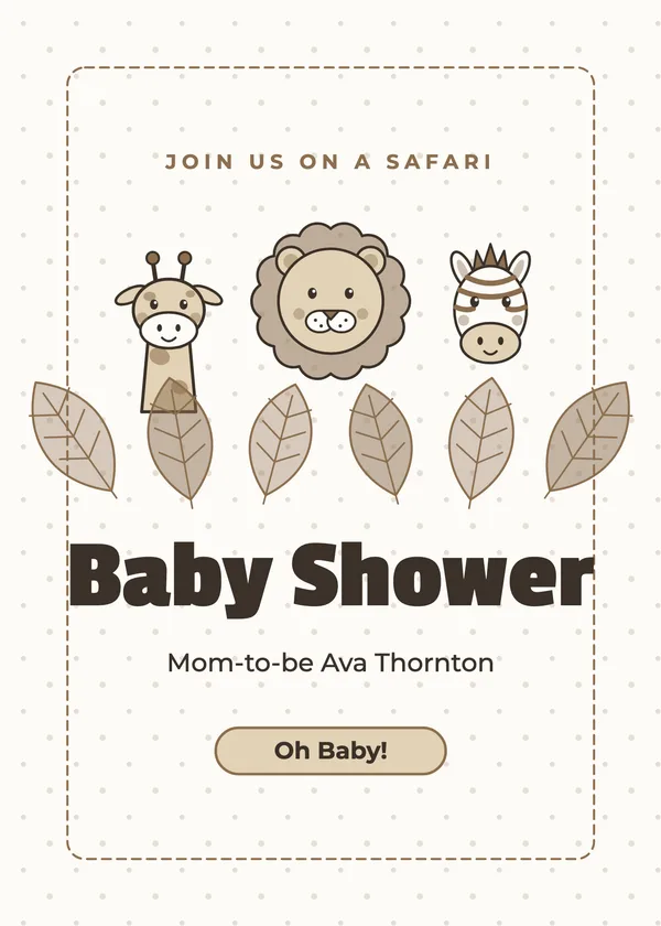 Safari Friends — Safari & Jungle baby shower invitation