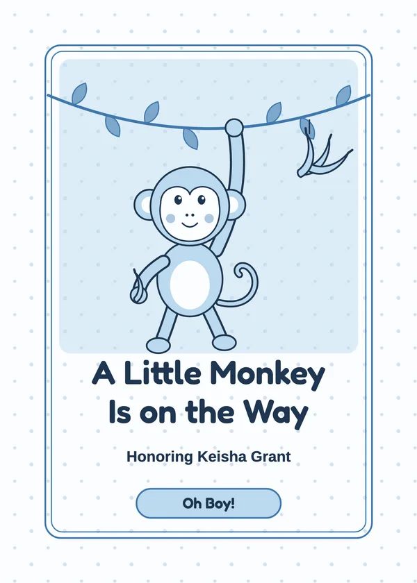 Monkey Vine — Little Monkey baby shower invitation