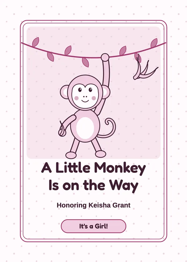 Monkey Vine — Little Monkey baby shower invitation