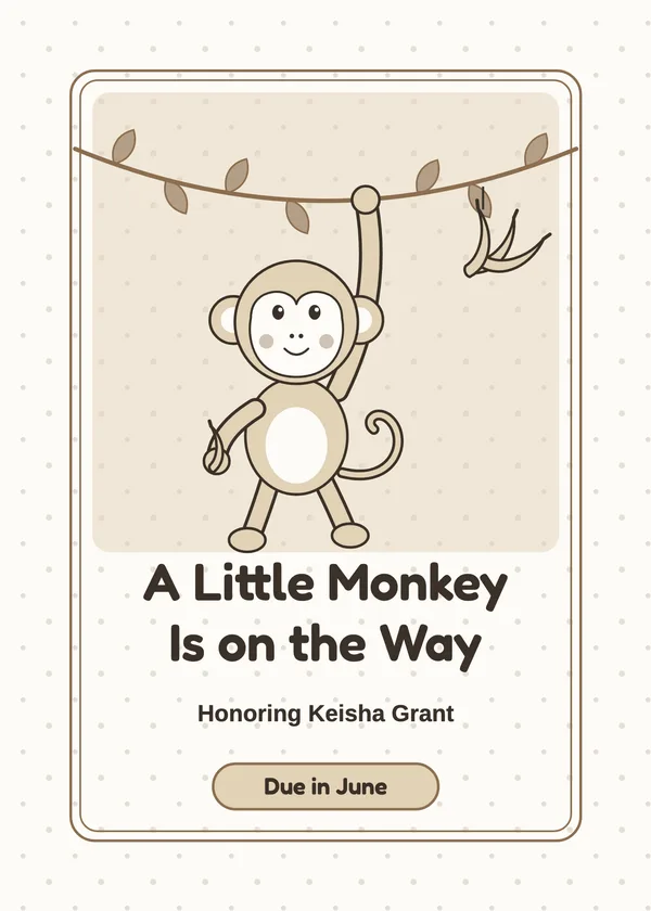 Monkey Vine — Little Monkey baby shower invitation