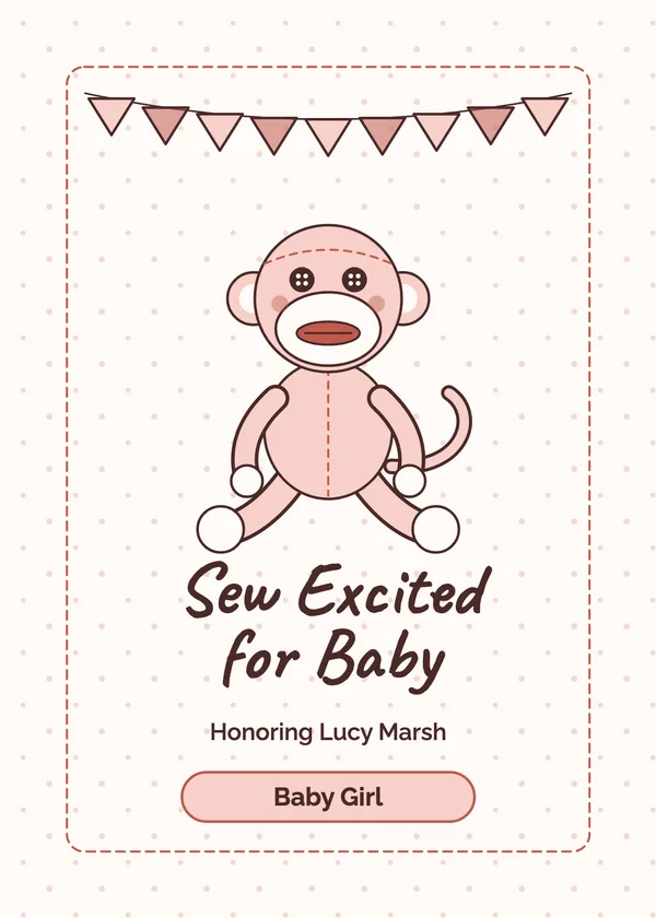 Sock Monkey — Little Monkey baby shower invitation