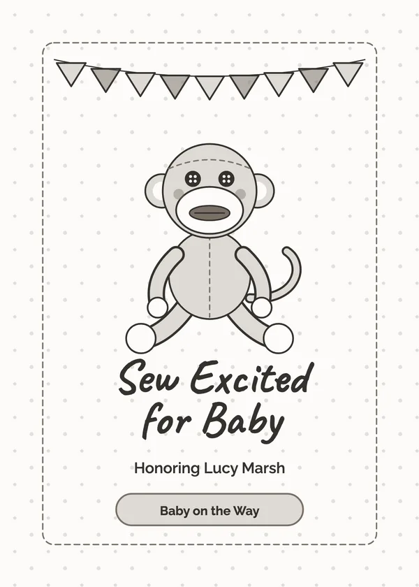 Sock Monkey — Little Monkey baby shower invitation