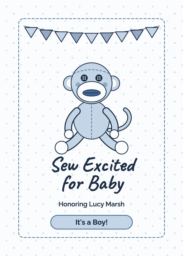 Sock Monkey — Little Monkey baby shower invitation