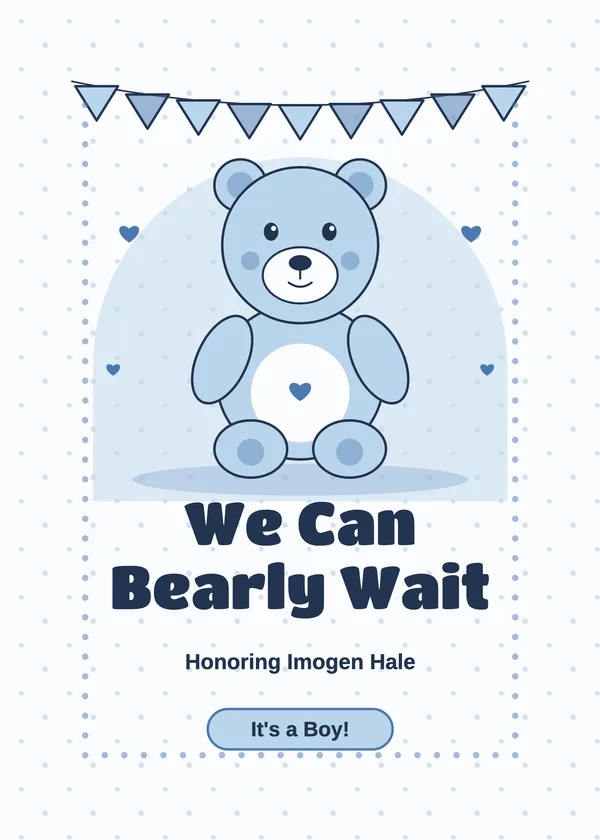 Bearly Wait — Teddy Bear baby shower invitation