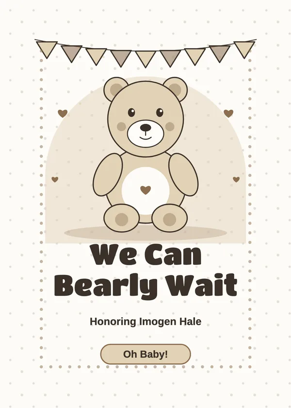 Bearly Wait — Teddy Bear baby shower invitation