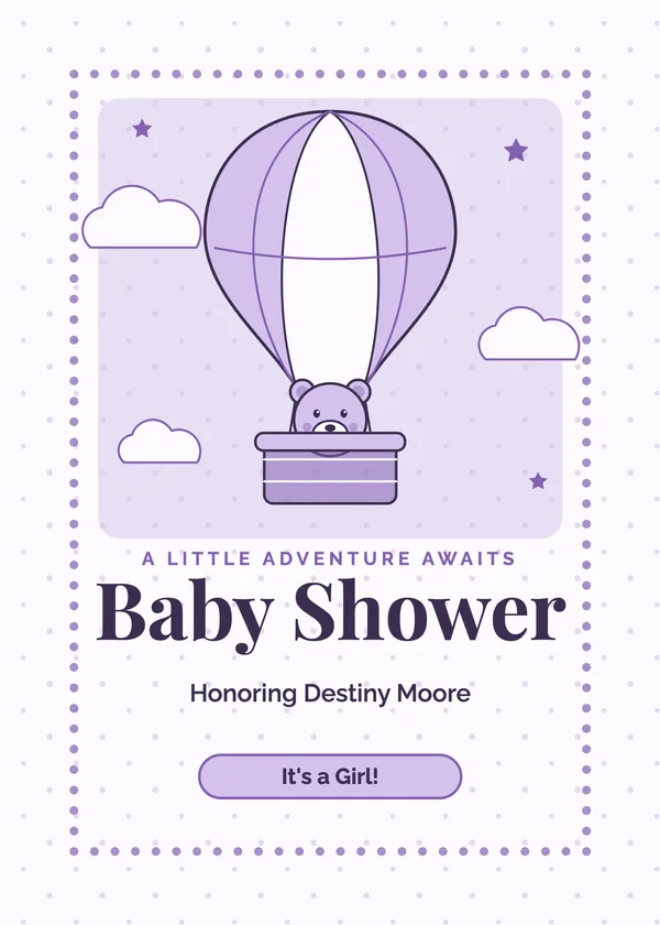 Up & Away — Teddy Bear baby shower invitation