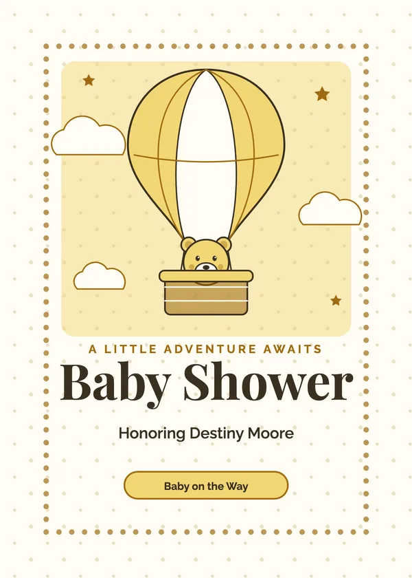 Up & Away — Teddy Bear baby shower invitation
