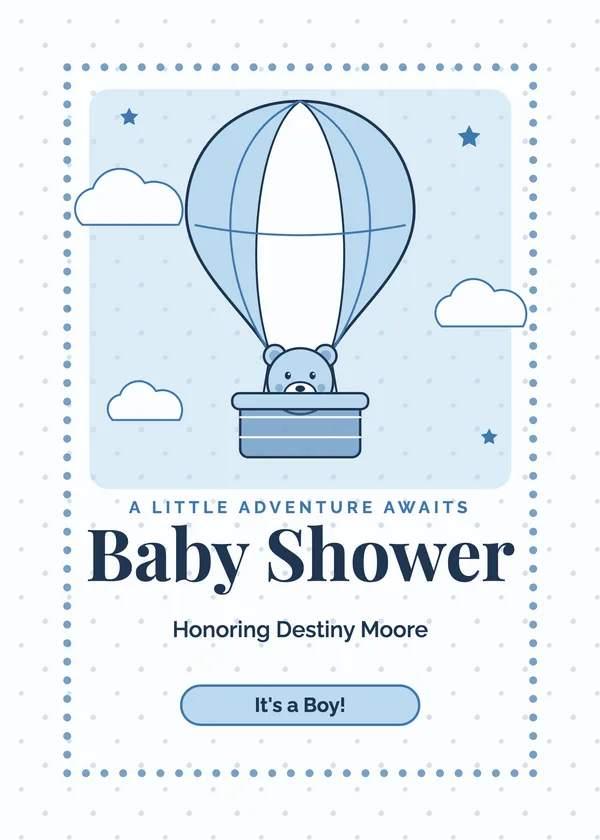 Up & Away — Teddy Bear baby shower invitation