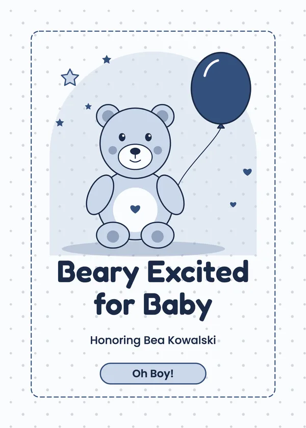 Bear & Balloon — Teddy Bear baby shower invitation