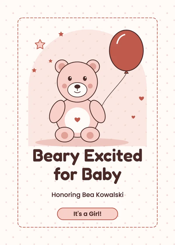 Bear & Balloon — Teddy Bear baby shower invitation