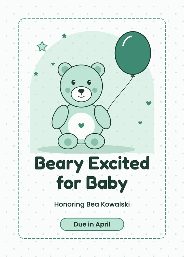 Bear & Balloon — Teddy Bear baby shower invitation