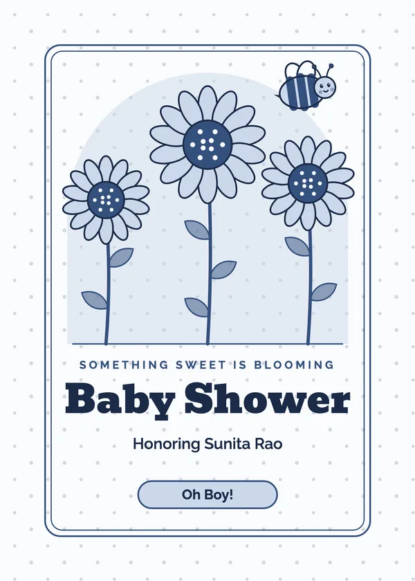 Sunflowers — Bee & Sunflower baby shower invitation