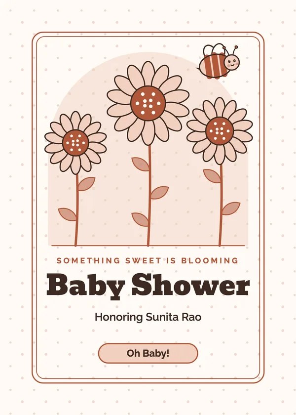 Sunflowers — Bee & Sunflower baby shower invitation