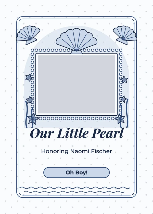 Pearl Shell — Mermaid baby shower invitation with a photo window