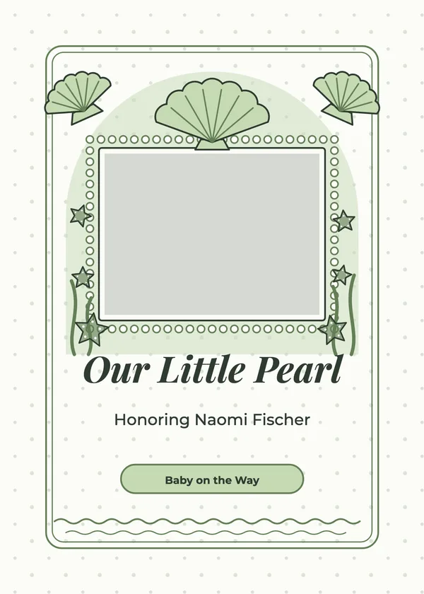 Pearl Shell — Mermaid baby shower invitation with a photo window