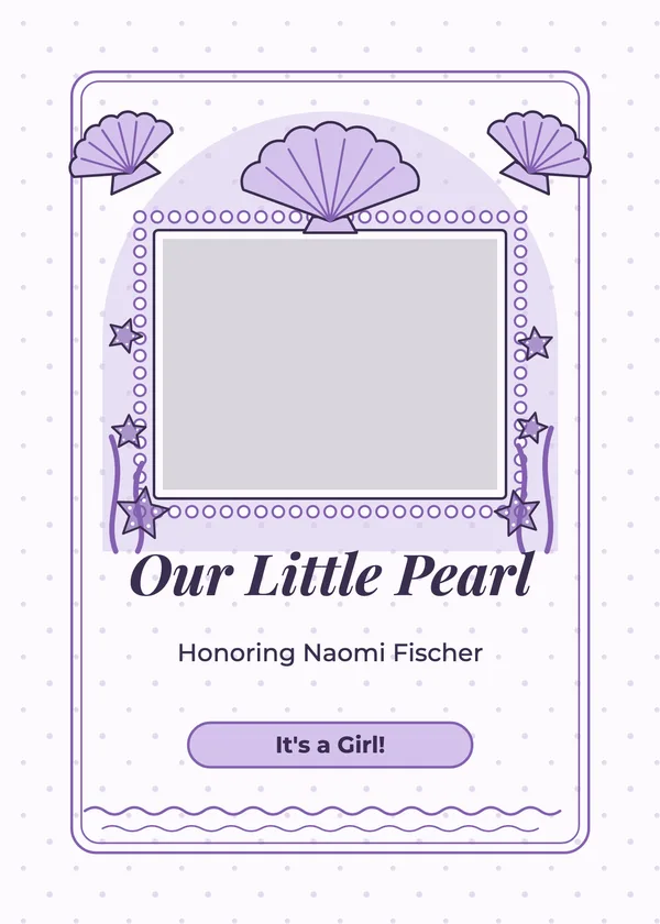 Pearl Shell — Mermaid baby shower invitation with a photo window
