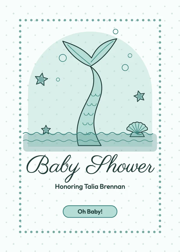Mermaid Tail — Mermaid baby shower invitation