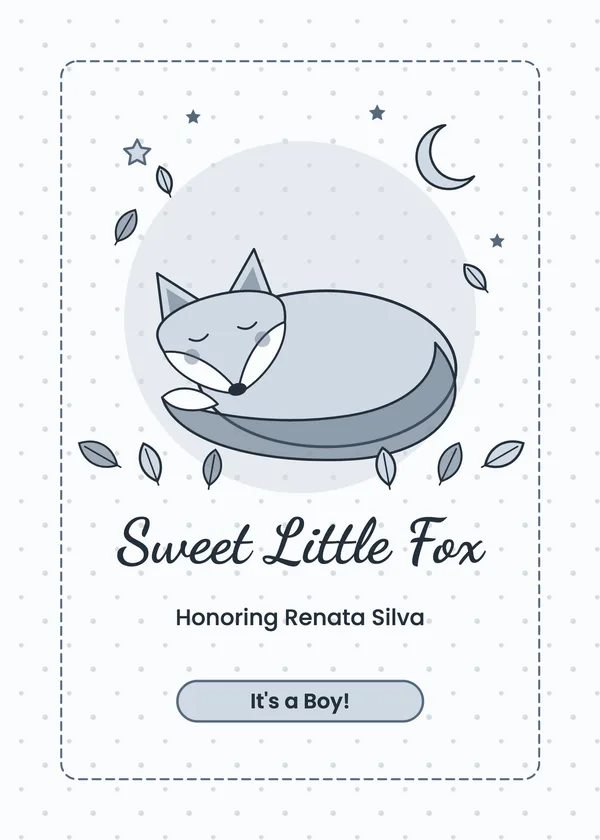 Sleepy Fox — Little Fox baby shower invitation
