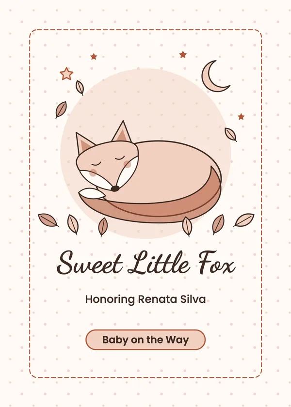 Sleepy Fox — Little Fox baby shower invitation
