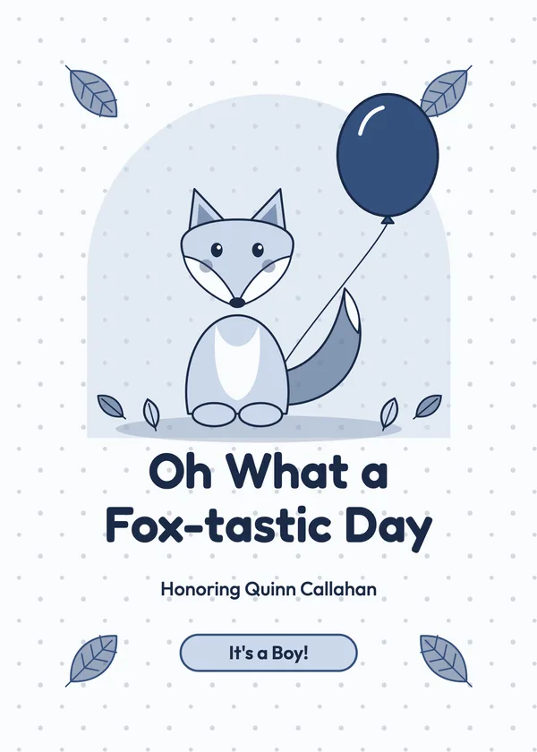 Fox & Balloon — Little Fox baby shower invitation