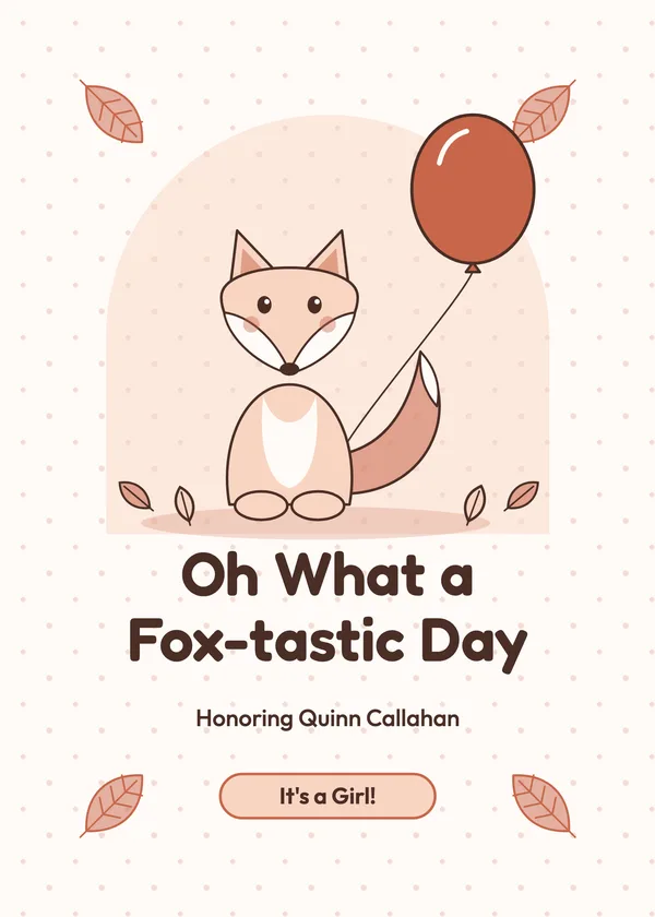 Fox & Balloon — Little Fox baby shower invitation