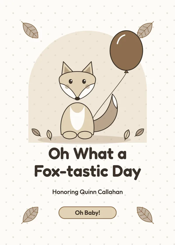 Fox & Balloon — Little Fox baby shower invitation