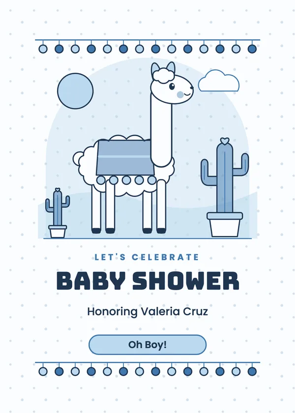 Llama & Cactus — Llama baby shower invitation