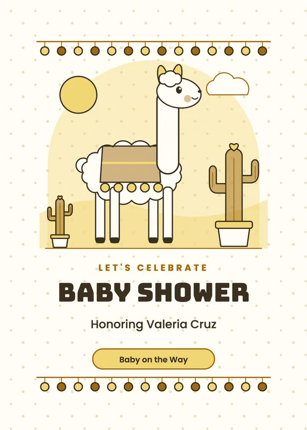 Llama & Cactus — Llama baby shower invitation