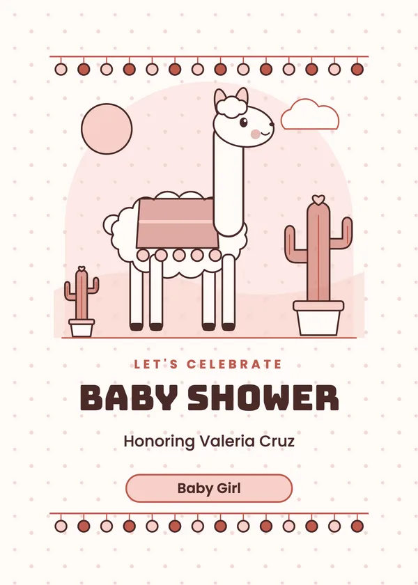 Llama & Cactus — Llama baby shower invitation