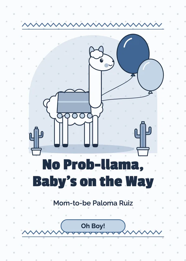 No Prob-llama — Llama baby shower invitation
