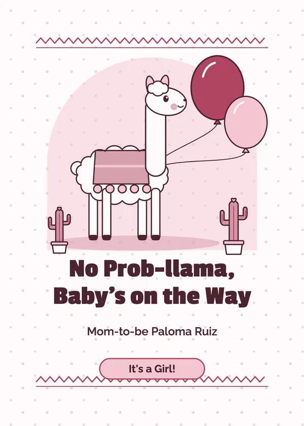 No Prob-llama — Llama baby shower invitation