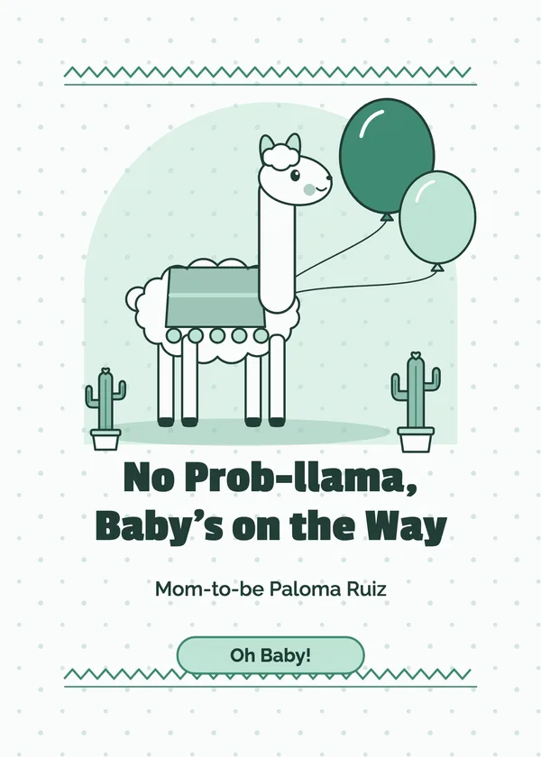 No Prob-llama — Llama baby shower invitation