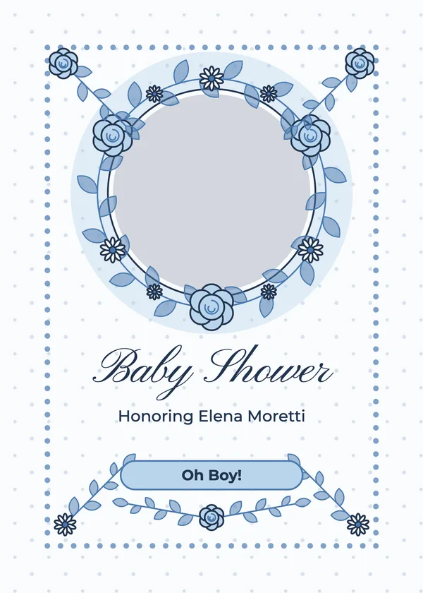 Floral Wreath — Floral Garden baby shower invitation with a photo window