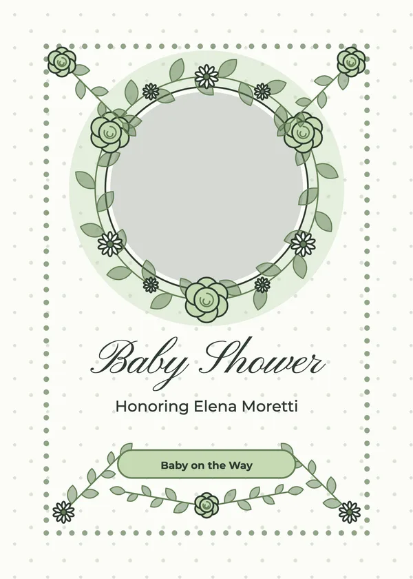 Floral Wreath — Floral Garden baby shower invitation with a photo window