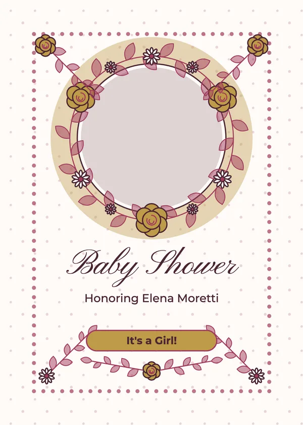 Floral Wreath — Floral Garden baby shower invitation with a photo window