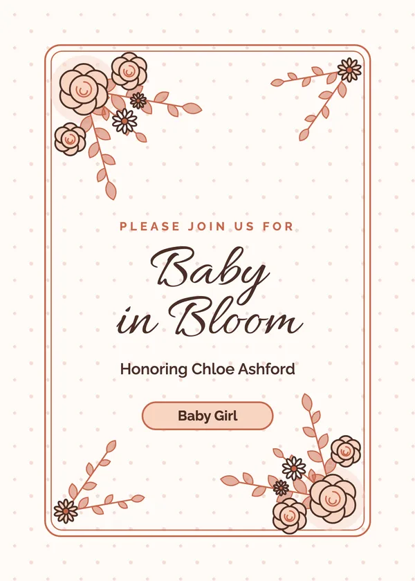 Corner Spray — Floral Garden baby shower invitation