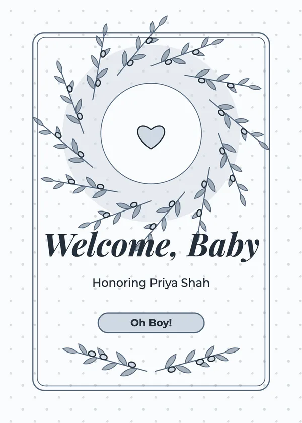 Olive Wreath — Greenery & Eucalyptus baby shower invitation