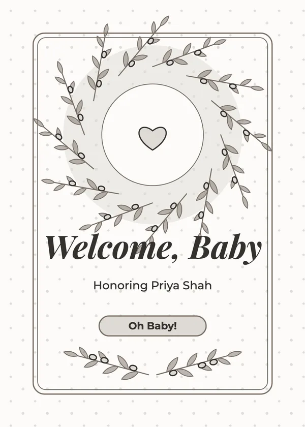 Olive Wreath — Greenery & Eucalyptus baby shower invitation