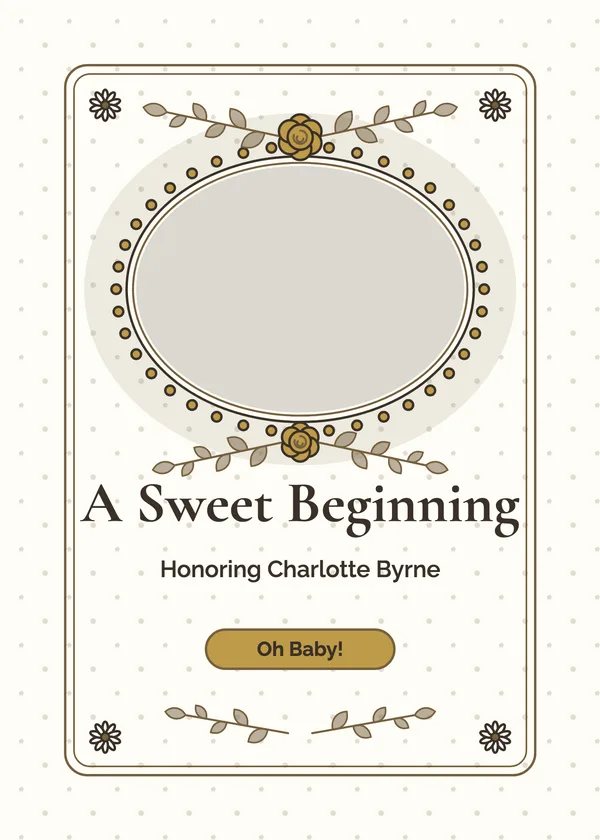 Cameo Frame — Vintage Nursery baby shower invitation with a photo window