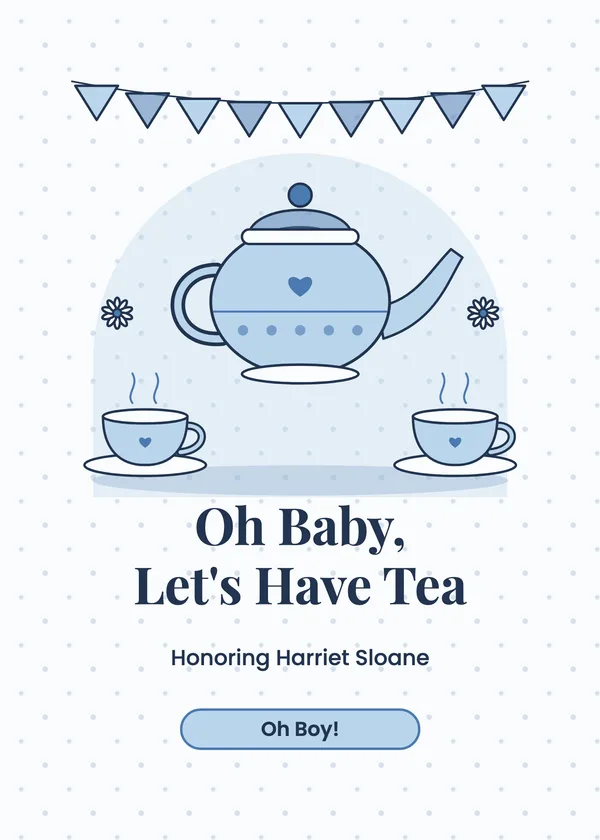 Teapot & Cups — Tea Party & Brunch baby shower invitation