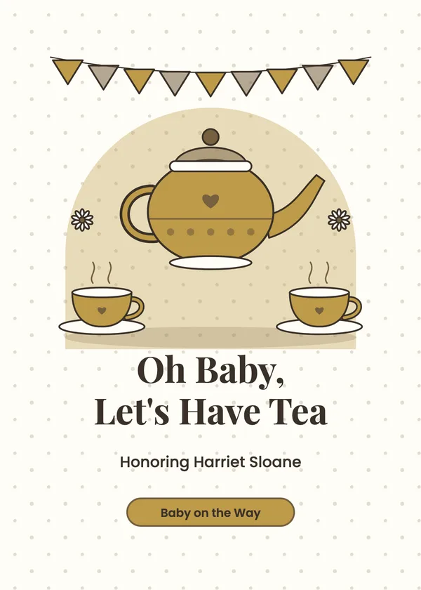 Teapot & Cups — Tea Party & Brunch baby shower invitation