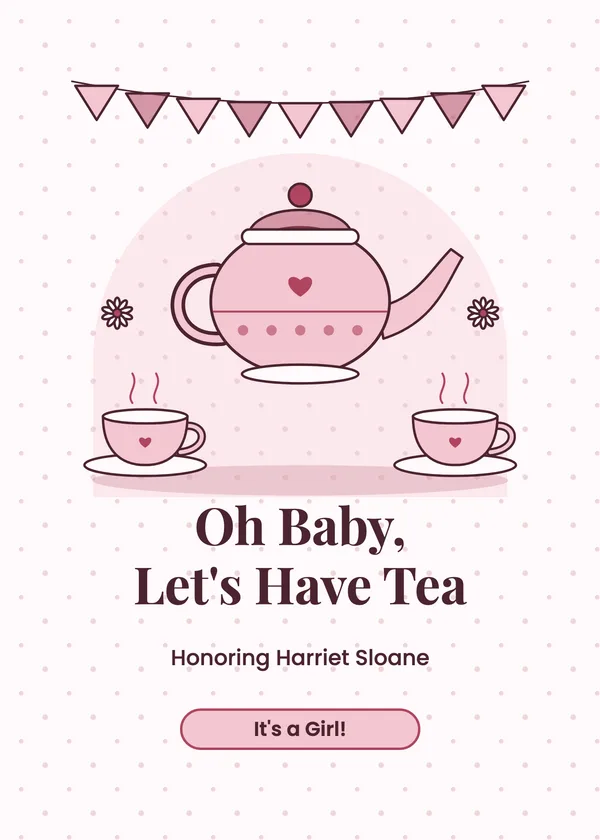Teapot & Cups — Tea Party & Brunch baby shower invitation