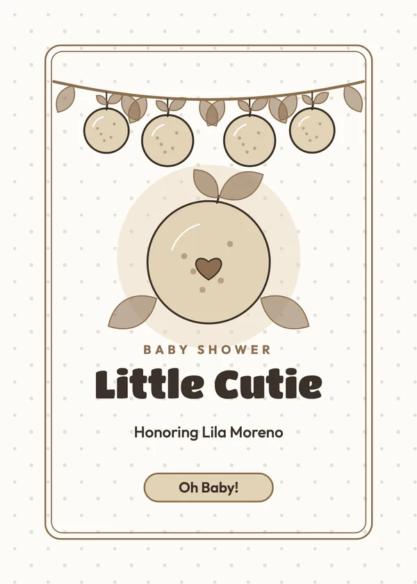 Clementine Branch — Little Cutie baby shower invitation