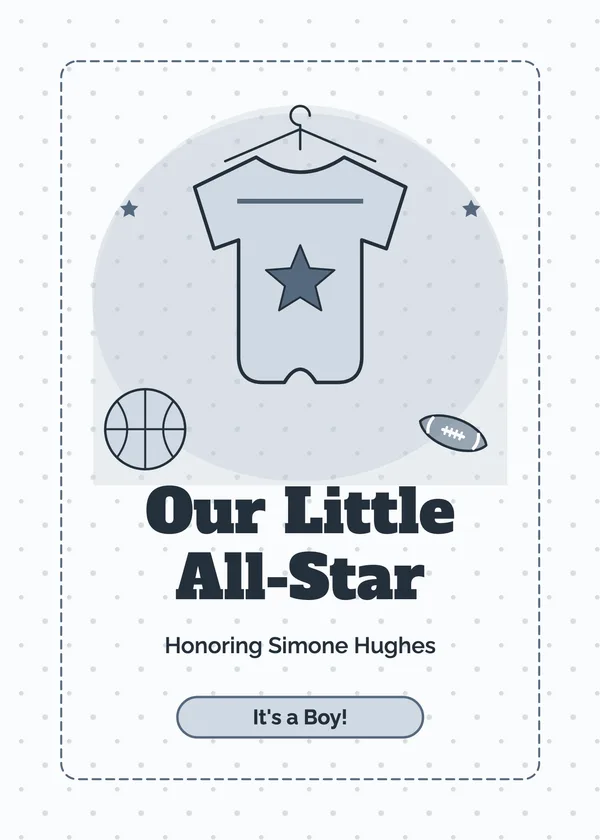 Little All-Star — Little Rookie baby shower invitation