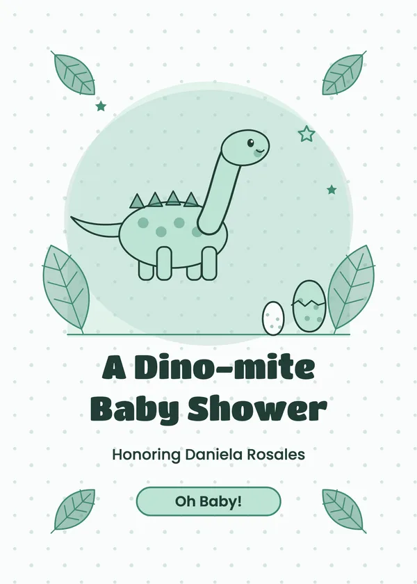 Dino-mite — Little Dino baby shower invitation