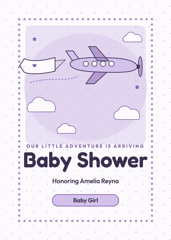 Little Airplane — Planes, Trains & Little Wheels baby shower invitation