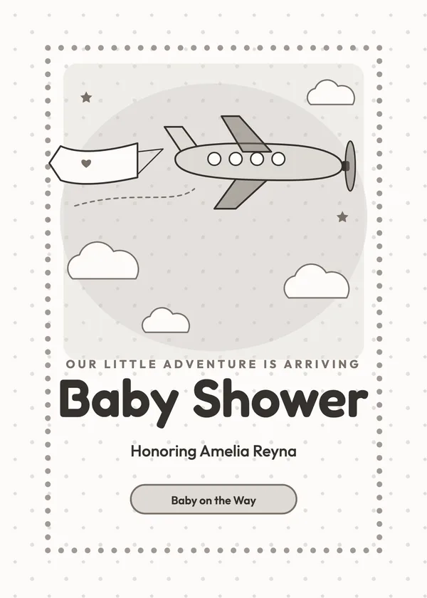 Little Airplane — Planes, Trains & Little Wheels baby shower invitation