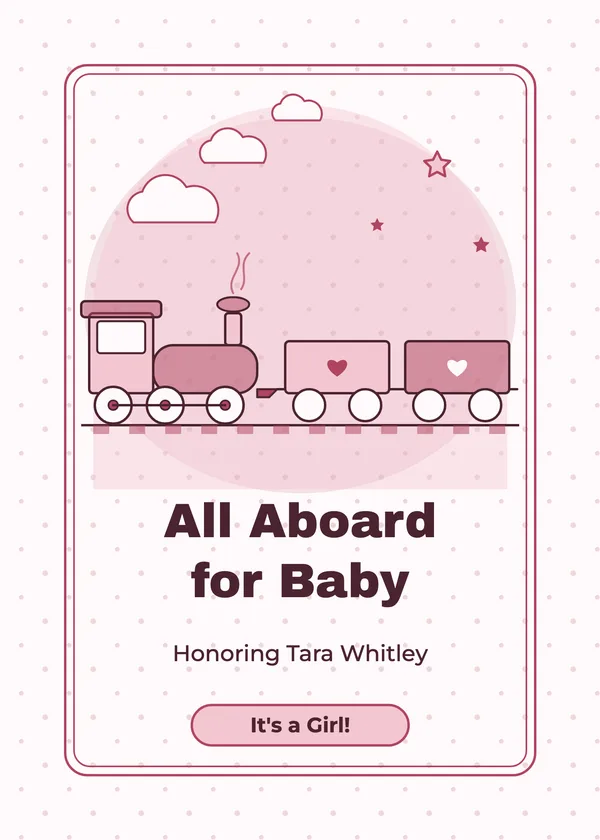 Toy Train — Planes, Trains & Little Wheels baby shower invitation